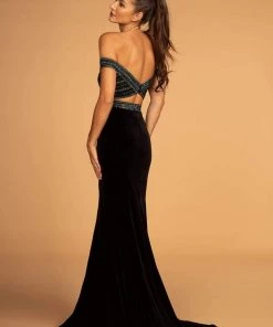 Elizabeth K - GL2628 Embellished Off-Shoulder Velvet Dress