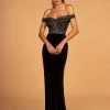 Elizabeth K - GL2628 Embellished Off-Shoulder Velvet Dress 2 Elizabeth K - GL2628 Embellished Off-Shoulder Velvet Dress