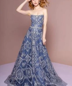 Elizabeth K - GL2650 Strapless Embellished A-line Dress