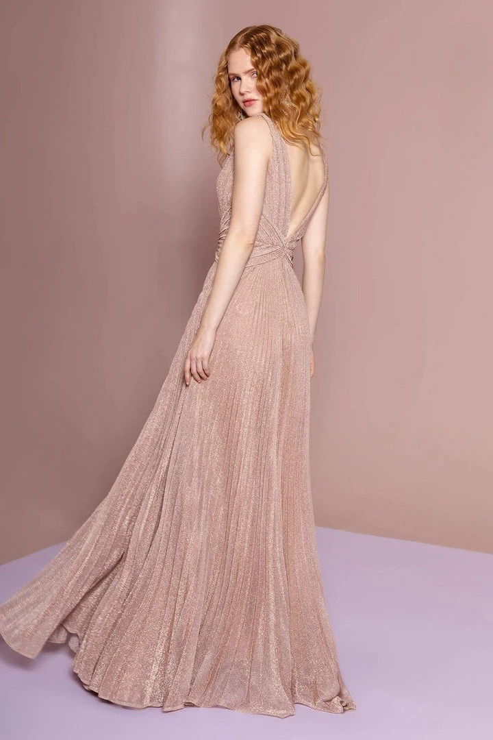 Elizabeth K - GL2687 Deep V-neck Pleated A-line Dress 8 Elizabeth K - GL2687 Deep V-neck Pleated A-line Dress