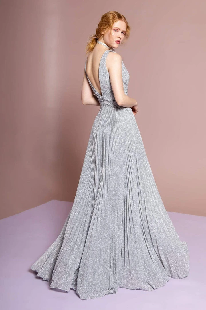 Elizabeth K - GL2687 Deep V-neck Pleated A-line Dress 12 Elizabeth K - GL2687 Deep V-neck Pleated A-line Dress