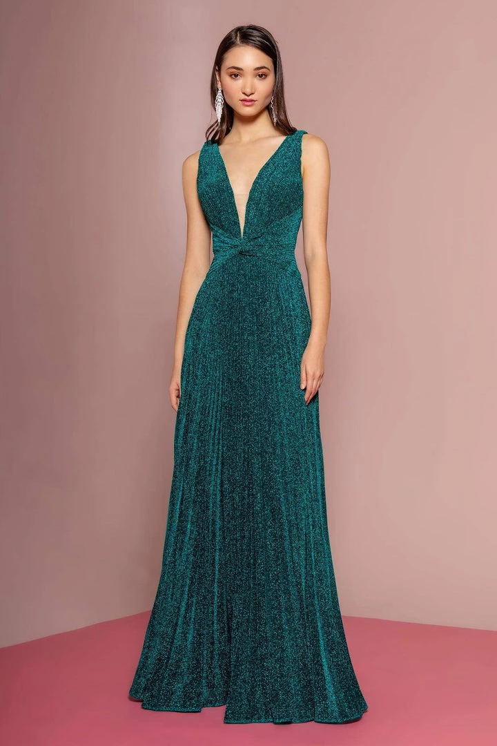 Elizabeth K - GL2687 Deep V-neck Pleated A-line Dress 15 Elizabeth K - GL2687 Deep V-neck Pleated A-line Dress