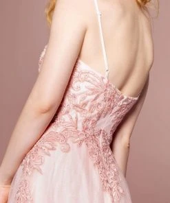 Elizabeth K - GL2694 Embroidered Bodice Glitter A-Line Gown