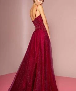 Elizabeth K - GL2694 Embroidered Bodice Glitter A-Line Gown