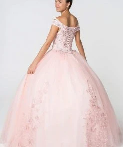 Elizabeth K - GL2802 Floral Embroidered Off Shoulder Ballgown