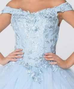 Elizabeth K - GL2802 Floral Embroidered Off Shoulder Ballgown