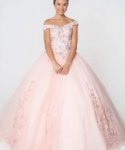 Elizabeth K - GL2802 Floral Embroidered Off Shoulder Ballgown