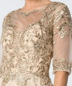 Elizabeth K - GL2812 Embroidered Illusion Bateau A-Line Dress