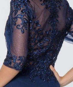 Elizabeth K - GL2812 Embroidered Illusion Bateau A-Line Dress