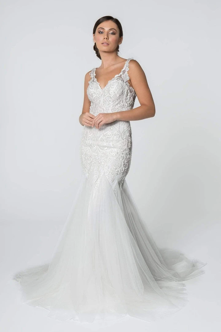 Elizabeth K - GL2815 Embroidered V-Neck Mermaid Wedding Dress 3 Elizabeth K - GL2815 Embroidered V-Neck Mermaid Wedding Dress