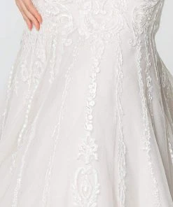 Elizabeth K - GL2821 Embellished Lace V-neck Trumpet Gown
