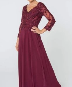 Elizabeth K - GL2825 Embellished V-neck Chiffon A-line Dress 9 Elizabeth K - GL2825 Embellished V-neck Chiffon A-line Dress