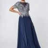 Elizabeth K - GL2826 Metallic Lace Embroidered Chiffon Dress 2 Elizabeth K - GL2826 Metallic Lace Embroidered Chiffon Dress