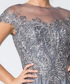 Elizabeth K - GL2828 Embellished Lace Bateau Chiffon A-line Gown 20 Elizabeth K - GL2828 Embellished Lace Bateau Chiffon A-line Gown