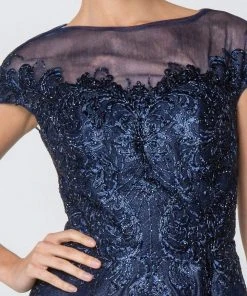 Elizabeth K - GL2828 Embellished Lace Bateau Chiffon A-line Gown 17 Elizabeth K - GL2828 Embellished Lace Bateau Chiffon A-line Gown