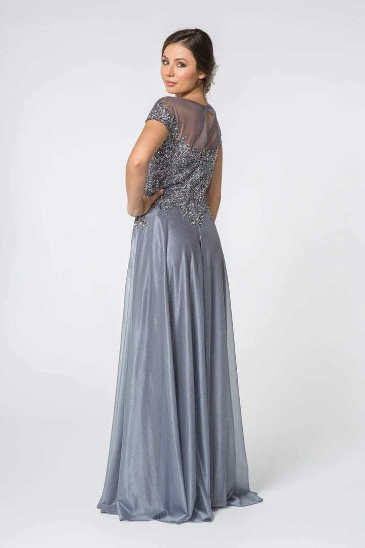 Elizabeth K - GL2828 Embellished Lace Bateau Chiffon A-line Gown 10 Elizabeth K - GL2828 Embellished Lace Bateau Chiffon A-line Gown