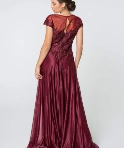 Elizabeth K - GL2828 Embellished Lace Bateau Chiffon A-line Gown