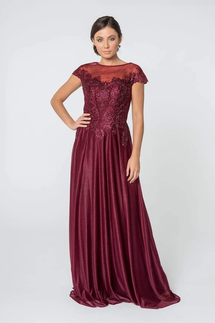 Elizabeth K - GL2828 Embellished Lace Bateau Chiffon A-line Gown 3 Elizabeth K - GL2828 Embellished Lace Bateau Chiffon A-line Gown
