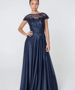 Elizabeth K - GL2828 Embellished Lace Bateau Chiffon A-line Gown 16 Elizabeth K - GL2828 Embellished Lace Bateau Chiffon A-line Gown