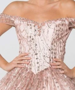 Elizabeth K - GL2831 Off Shoulder Glitter Mesh Ballgown 9 Elizabeth K - GL2831 Off Shoulder Glitter Mesh Ballgown