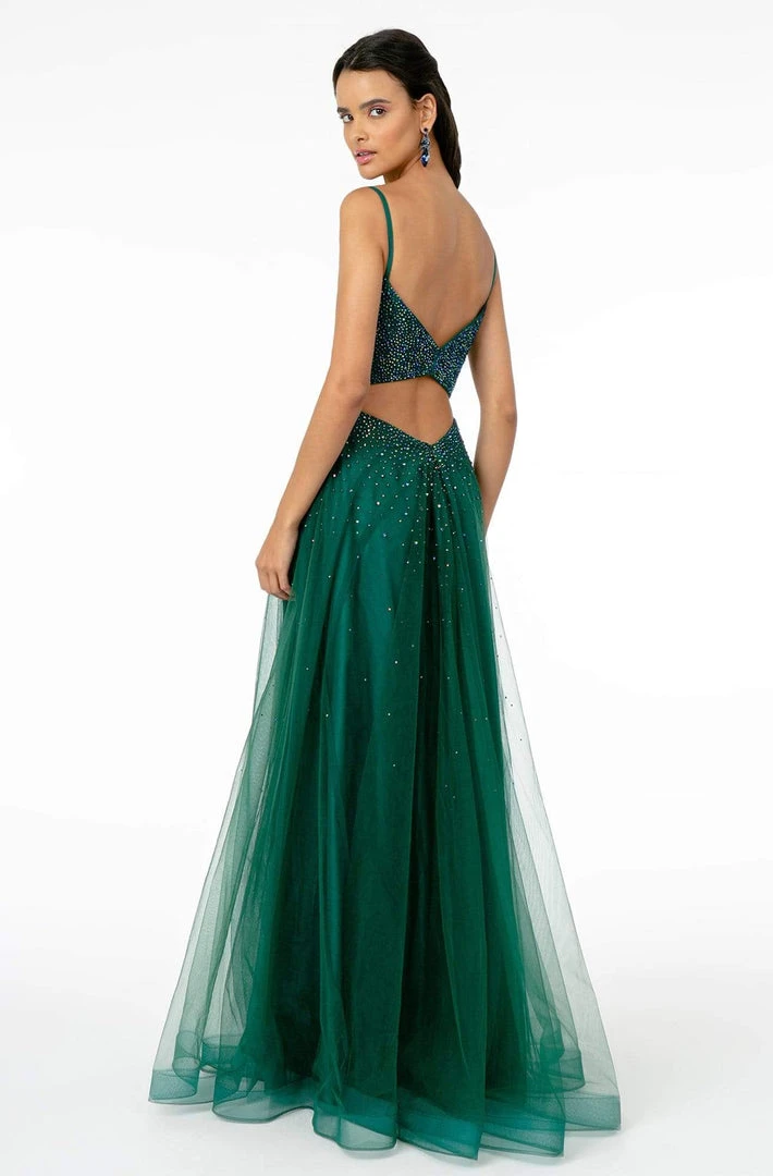 Elizabeth K - GL2891 Beaded Bodice Illusion Deep V-Neck Long Dress 4 Elizabeth K - GL2891 Beaded Bodice Illusion Deep V-Neck Long Dress