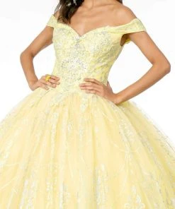Elizabeth K - GL2910 Glitter Mesh Off-Shoulder Quinceanera Gown