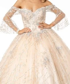 Elizabeth K - GL2911 Glitter Off-Shoulder Ballgown