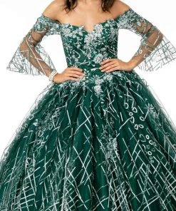Elizabeth K - GL2911 Glitter Off-Shoulder Ballgown