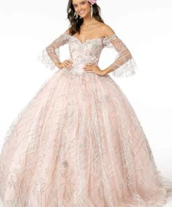 Elizabeth K - GL2911 Glitter Off-Shoulder Ballgown