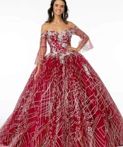 Elizabeth K - GL2911 Glitter Off-Shoulder Ballgown
