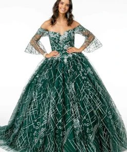 Elizabeth K - GL2911 Glitter Off-Shoulder Ballgown