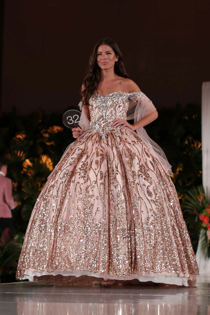 Elizabeth K - GL2913 Glitter Embellished Off-Shoulder Ballgown 8 Elizabeth K - GL2913 Glitter Embellished Off-Shoulder Ballgown