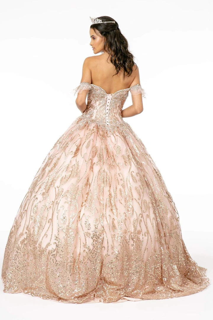 Elizabeth K - GL2913 Glitter Embellished Off-Shoulder Ballgown 6 Elizabeth K - GL2913 Glitter Embellished Off-Shoulder Ballgown
