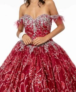Elizabeth K - GL2913 Glitter Embellished Off-Shoulder Ballgown 9 Elizabeth K - GL2913 Glitter Embellished Off-Shoulder Ballgown