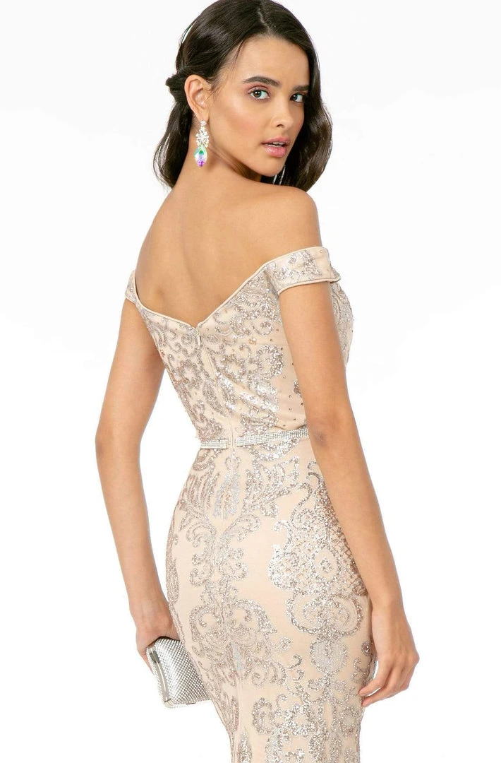 Elizabeth K - GL2922 Glitter Off-Shoulder Evening Dress 10 Elizabeth K - GL2922 Glitter Off-Shoulder Evening Dress