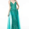 Elizabeth K - GL2924 Illusion Deep V-Neck Glitter Mesh Mermaid Gown