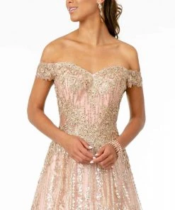 Elizabeth K - GL2941 Embroidered Off-Shoulder A-Line Gown