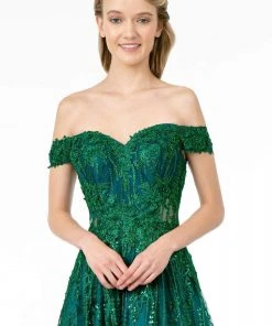 Elizabeth K - GL2941 Embroidered Off-Shoulder A-Line Gown