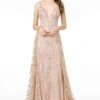 Elizabeth K - GL2955 Sequined Deep V-Neck A-Line Gown