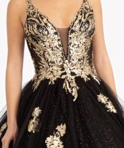 Elizabeth K GL3021 - Sleeveless Plunging V-neck Ballgown