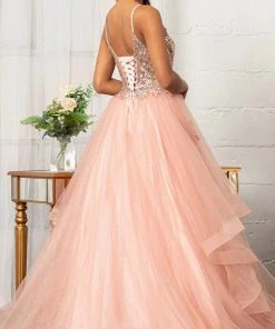 Elizabeth K GL3021 - Sleeveless Plunging V-neck Ballgown