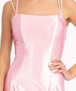 Elizabeth K GL3061 - Lace Up Satin Evening Dress