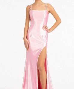 Elizabeth K GL3061 - Lace Up Satin Evening Dress