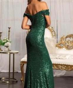 Elizabeth K GL3064 - Off Shoulder Sleeve Mermaid Dress