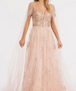 Elizabeth K GL3070 - Draping Sleeves Formal Gown 18 Elizabeth K GL3070 - Draping Sleeves Formal Gown