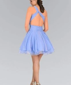 Elizabeth K - GS1037 Jeweled One Shoulder Short Ruffled Dress 15 Elizabeth K - GS1037 Jeweled One Shoulder Short Ruffled Dress
