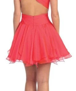 Elizabeth K - GS1037 Jeweled One Shoulder Short Ruffled Dress 19 Elizabeth K - GS1037 Jeweled One Shoulder Short Ruffled Dress