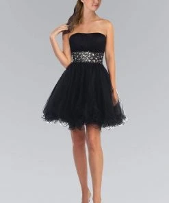 Elizabeth K - GS1053 Jewel Embellished Waist Sweetheart Dress