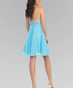 Elizabeth K - GS1142 Bejeweled Sweetheart Chiffon A-Line Dress