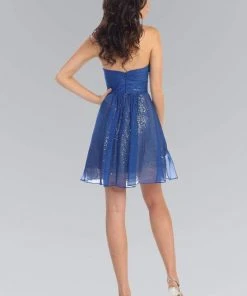 Elizabeth K - GS1155 Jeweled Pleats Strapless Sweetheart Dress